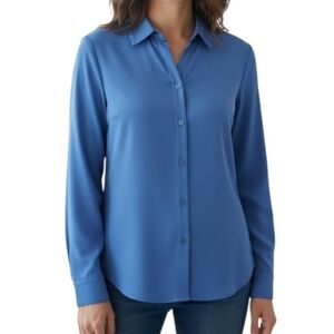 Jones New York Blue Long Sleeve Button Up Shirt Size LP